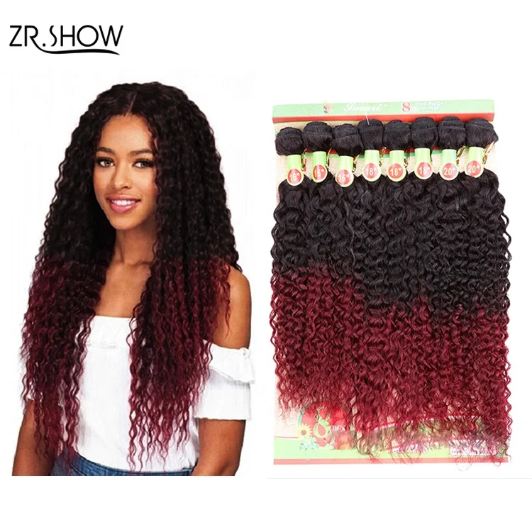 Cheap 8pcs/set Double Weft Caribbean Jerry Curl 100% Brazilian Human Hair Blend Weft for Full Head