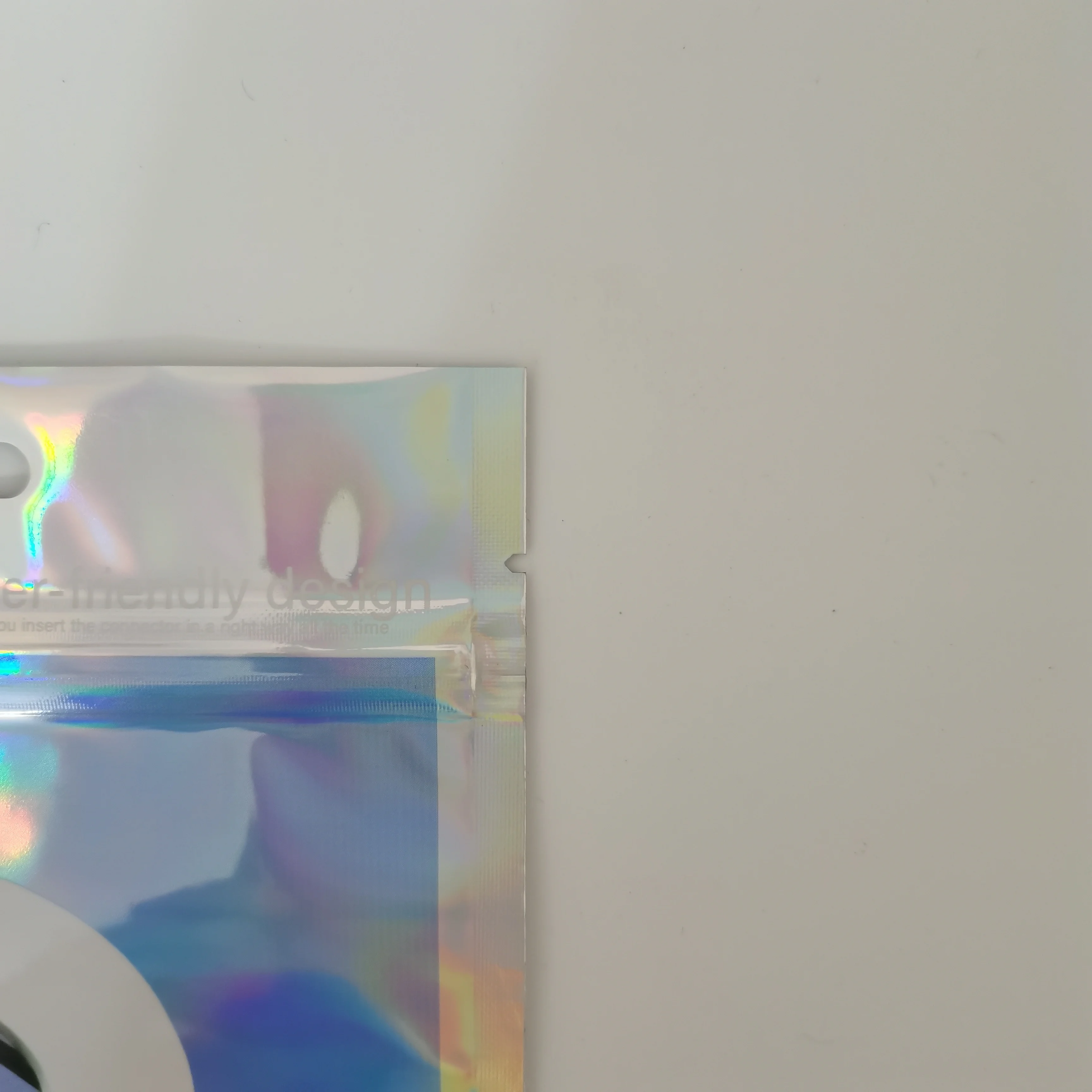 Custom Logo Resealable Plastic Mylar Hologram Data Cable Packaging Bags