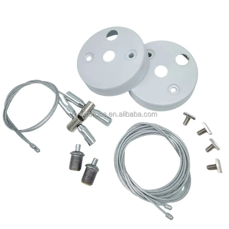 LED light panel ceiling with cabel and mounting kit  Lamp Hang Rope Lock Line LED Steel Wire light fixture cable gripper