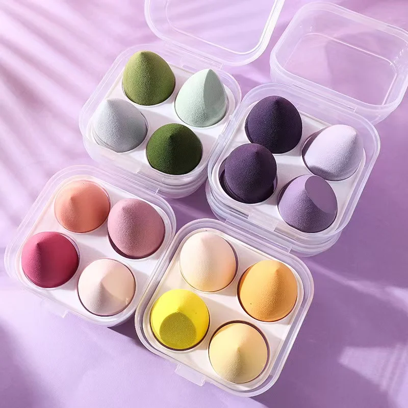 Готово к отправке make up яйцо одну коробку частная этикетка красоты блендеры коробка 4 шт. цветной макияж