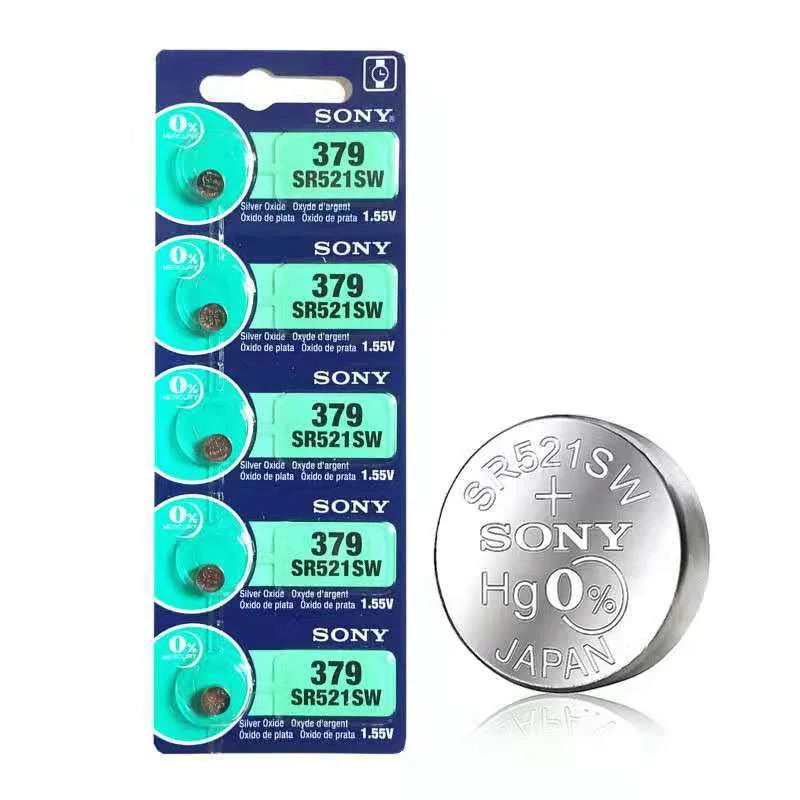 real manufacture price wholesale 5pcs for SONY SR521SW 1.55V Silver Oxide Battery 379 SR521 AG0 for Watch sony maxell murata