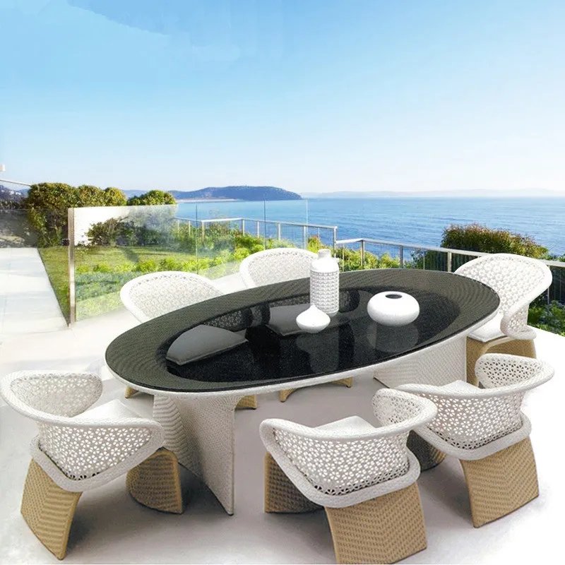 Dreamhause Outdoor Courtyard Villa Hotel Rattan Sofa Chair Swimming Pool Garden Rattan Sofa Set Furniture With Aluminum Frame