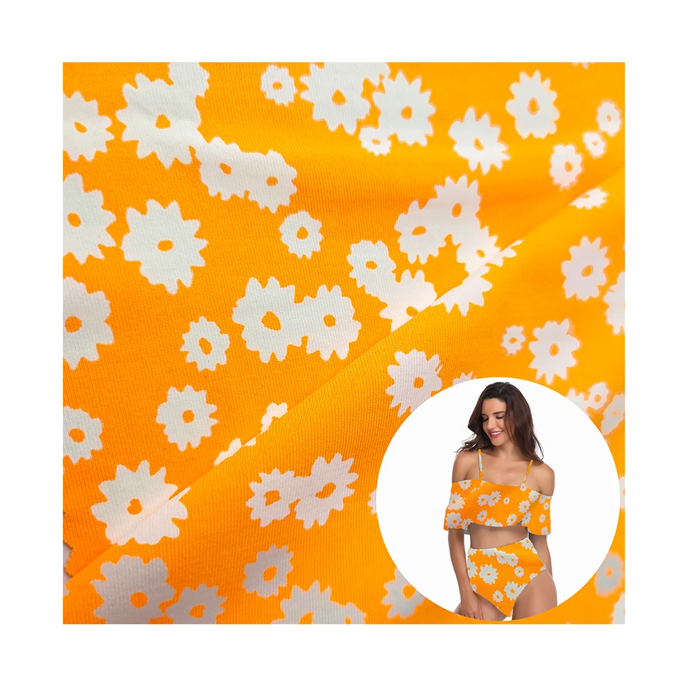 
 Weitai бесплатный образец, нейлоновая ткань спандекс 190 г/м2 для купального костюма, спортивная одежда, мягкая быстросохнущая ткань для купальников с цветочным принтом, OEM  