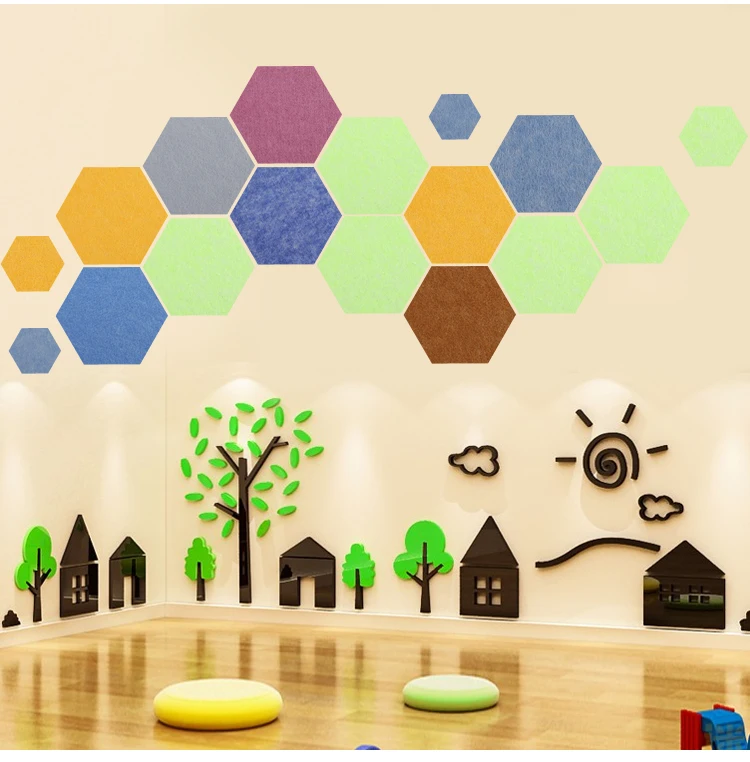 pet 3d hexagon polyester fiber acoustic panel wall