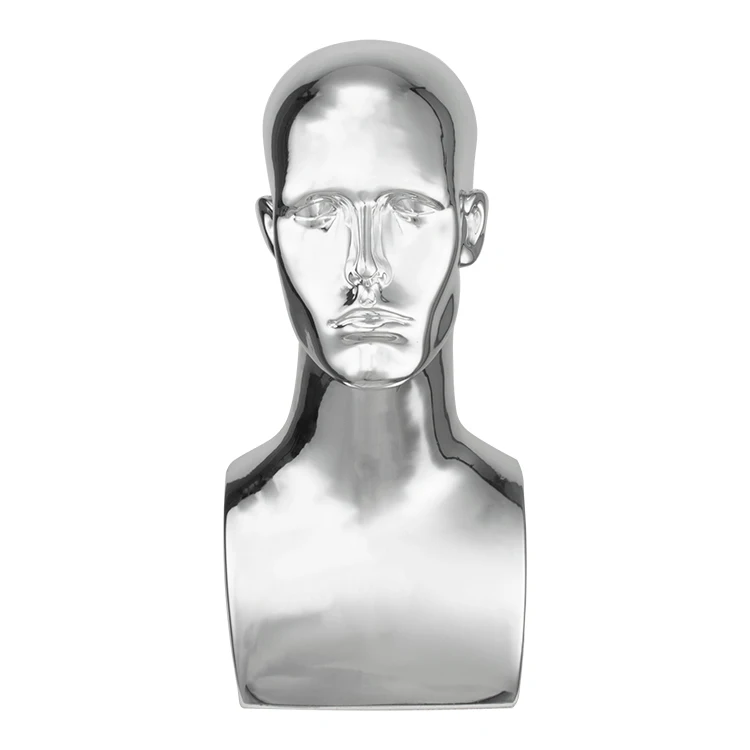 Chromed Headband Display Head Shiny Gold Stand Abs Plastic Wig Mannequin Head