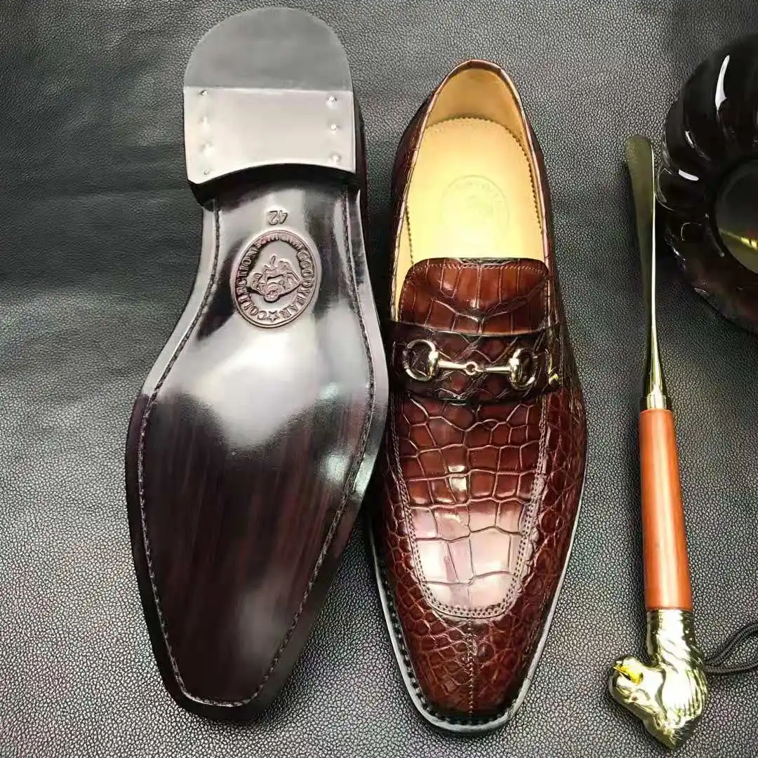 Alligator Shoes Men Genuine Leather Pure Crocodile Skin Casual Shoes For Men Elegant Style Sapato Luxury Loafers Shoes For Men