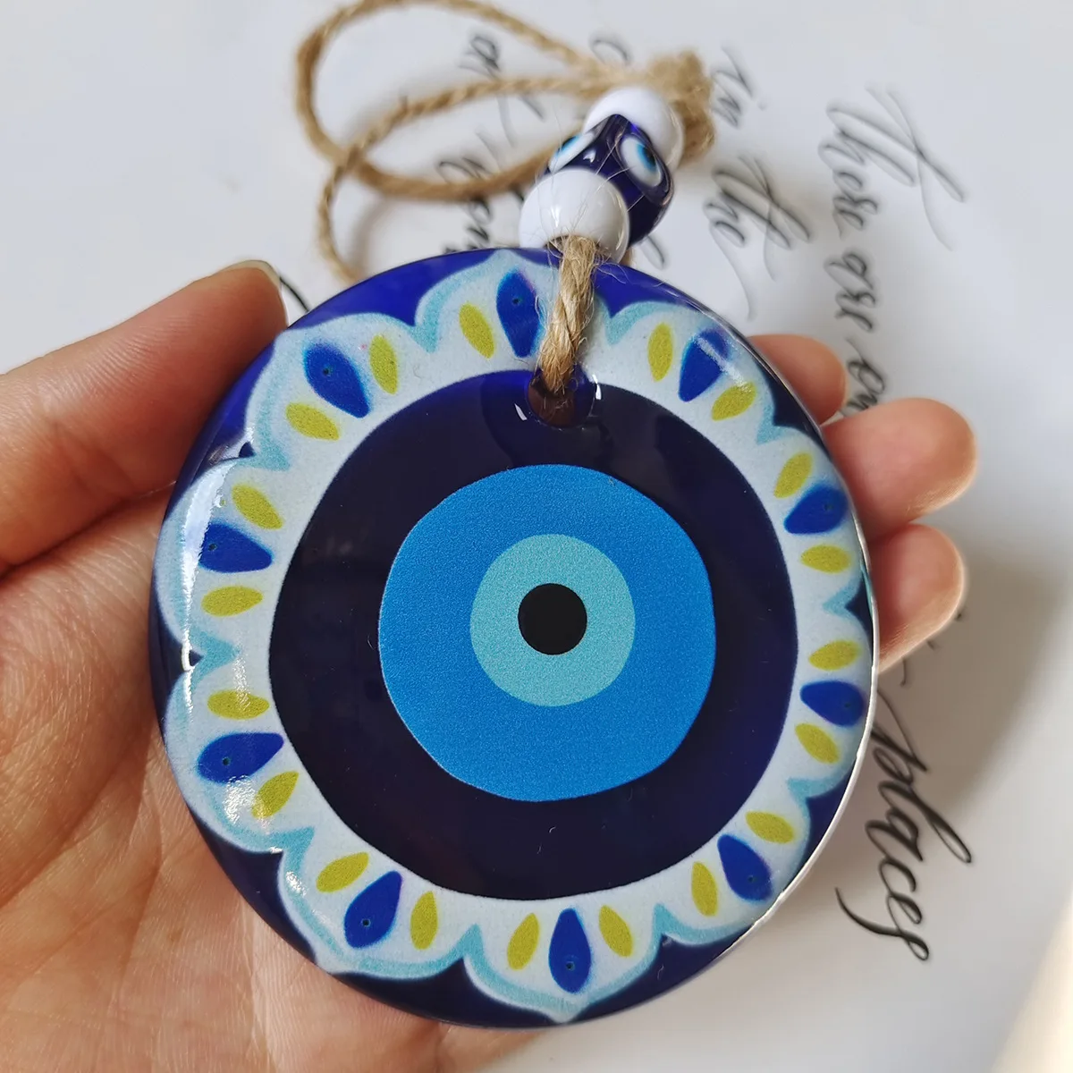 Ethnic Style Keychain Vintage Blue Resin PVC Painted printed pendant eye of the devil car pendant American village fine pendants