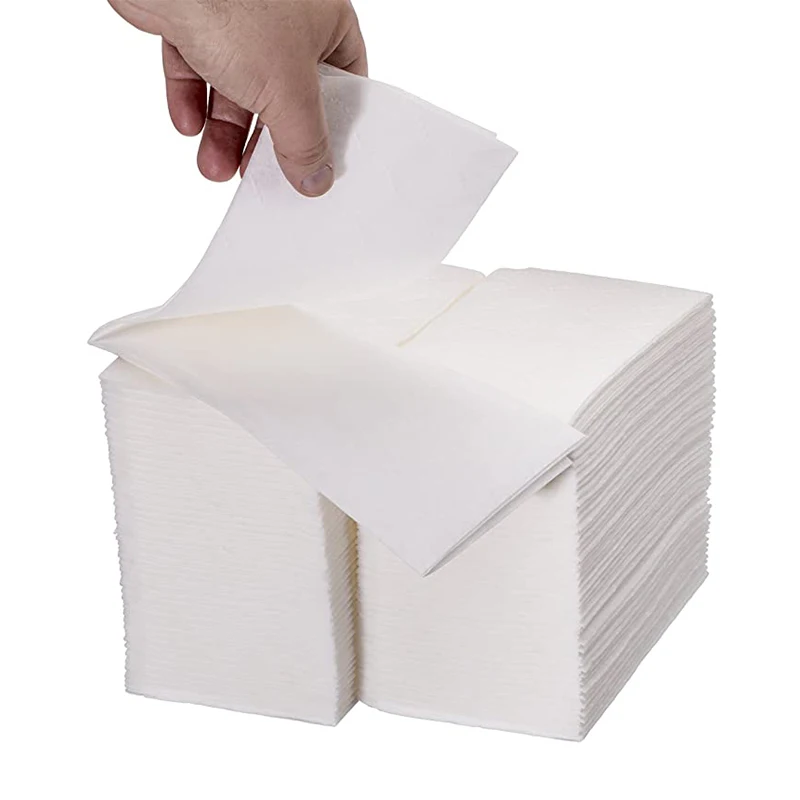 Упакованные тисненые натуральные целлюлозы, 200 листов, однослойные одноразовые складные кухонные бумажные полотенца, белые полотенца для рук