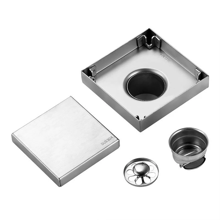 
Cheap 4 inch 304 Stainless Steel Square Shower Drainer Floor Trap Drains with Tile Insert Grate Invisible Look or Flat Cover 