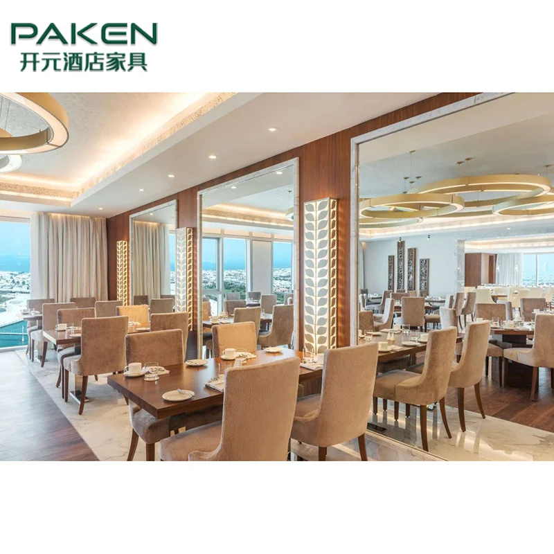 Hilton Dubai Commercial 5 Star Hotel Furniture Wooden Restaurant Table And Chair