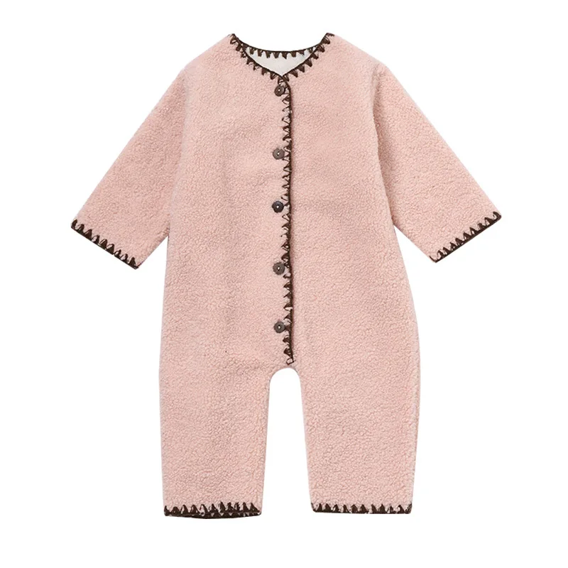 Winter Baby Rompers Newborn Clothes Thickened Warm One-piece Suit Lamb Wool Infant Toddler Kids Sleepwear