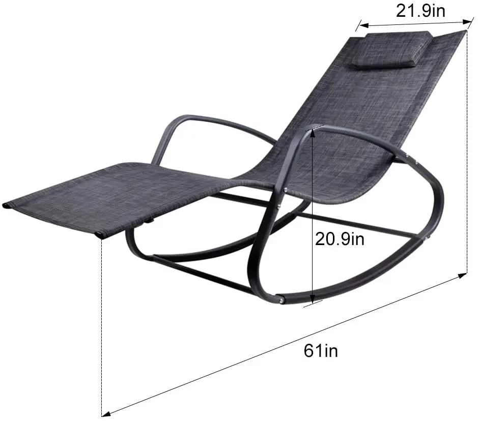 Poolside Outdoor Steel Tube Frame Sling Fabric Rocking Swing Lounger Sun Lounger