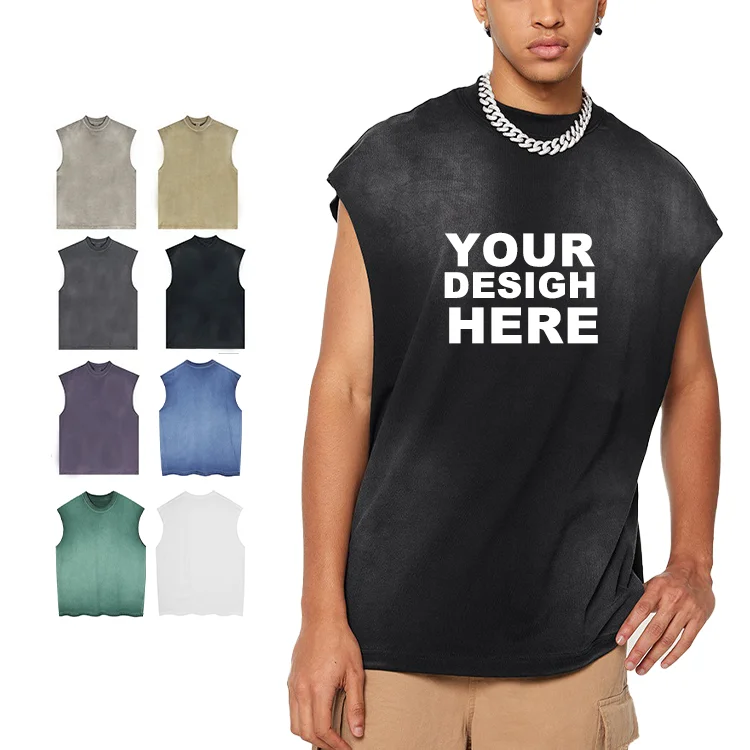 Модные Брендовые мужские жилеты и жилетки свободные футболки без рукавов уличные винтажные потертые хлопковые спортивные майки