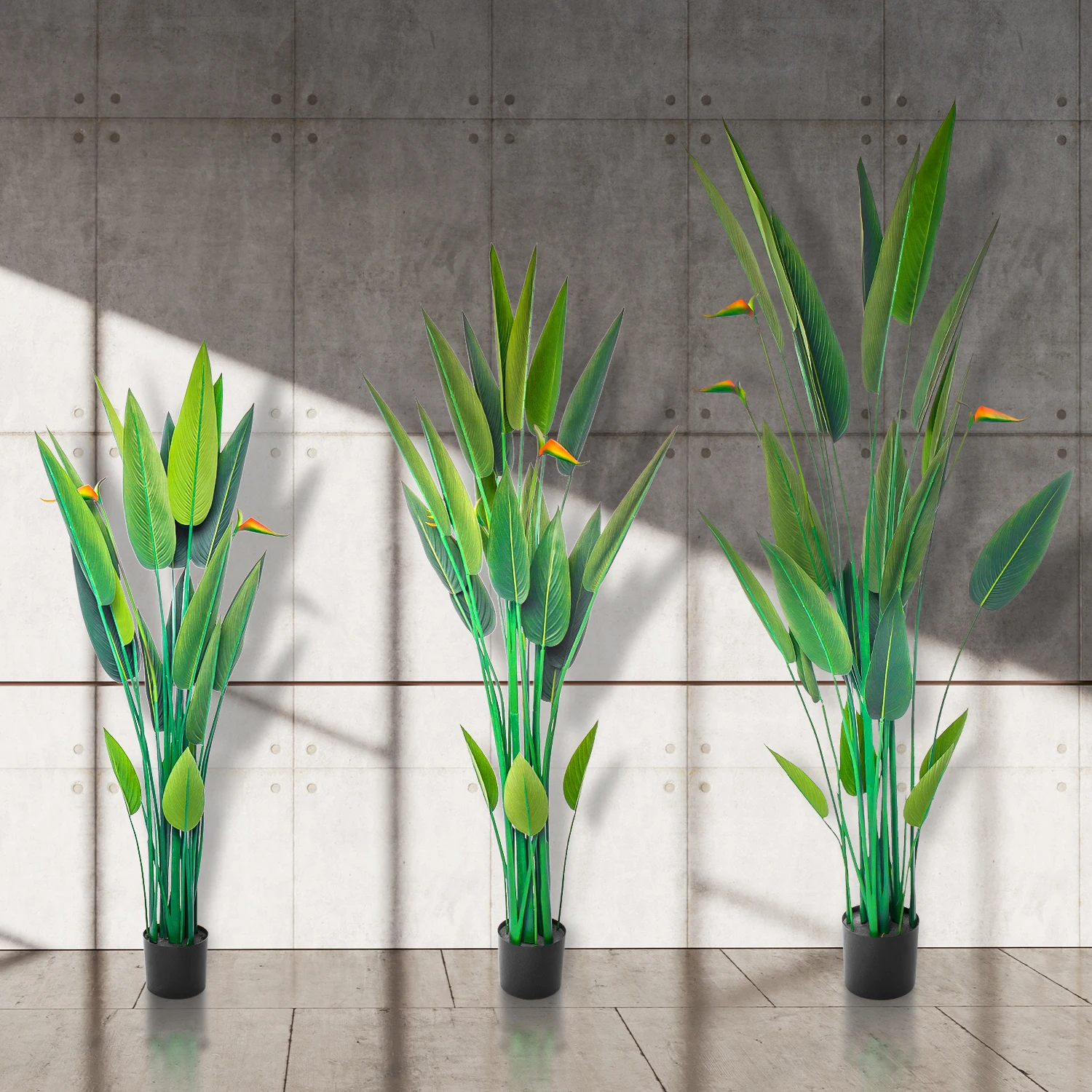 ZH064 Hot Sale Real Touch Premium Plastic Artificial Potted Heaven Bird Plants Decoration Living Room In Pot for Home Decor