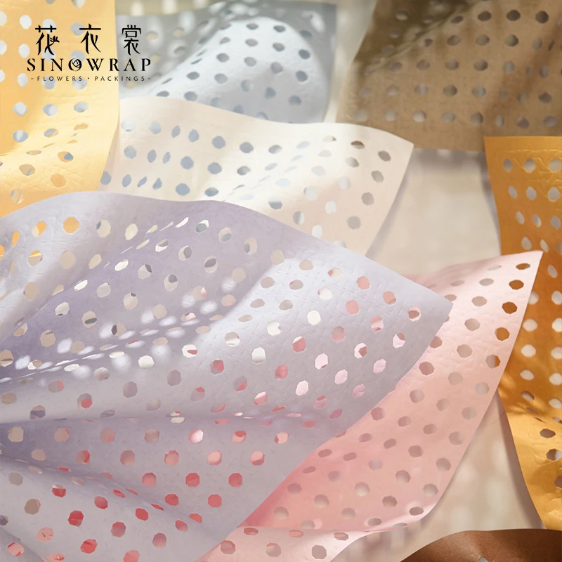 COLOR New Floral Wrapping Paper 39*53CM Circular Hollow Retro Solid Color Tissue Paper Florist Supplies Factory Directly Sale