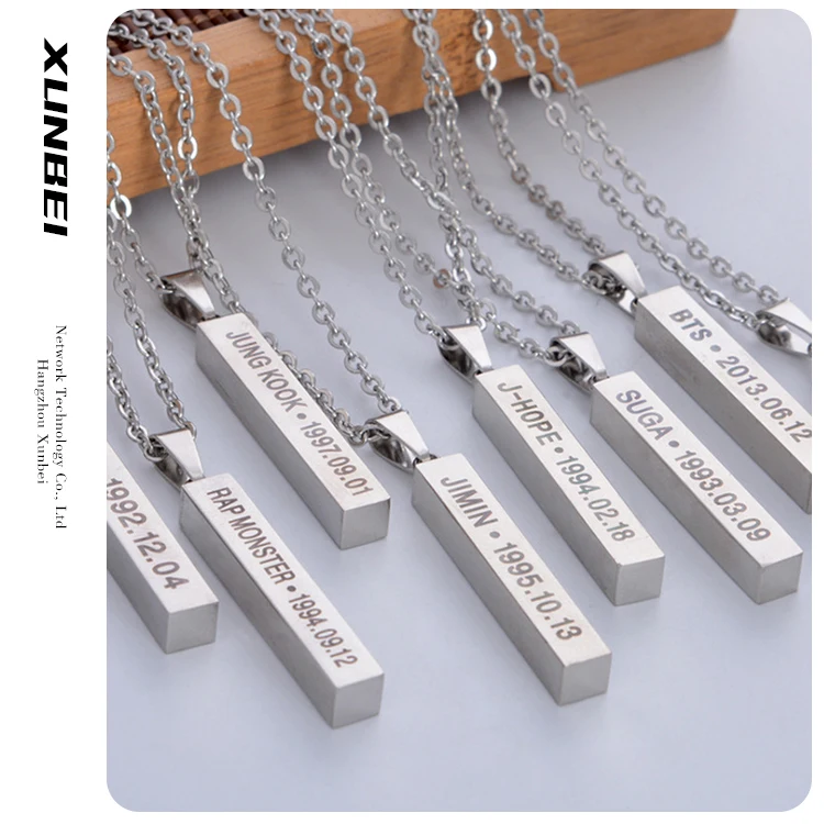 2021 wholesale trendy Personalized Unisex Jewelry Korea KPOP Fashion Stainless Steel US Letters bts army name Pendant necklace
