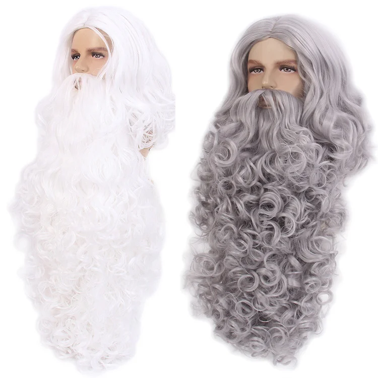 Factory Direct High Quality White Grey Wigs For Santa - Professional Yak Hair Father Christmas Wig