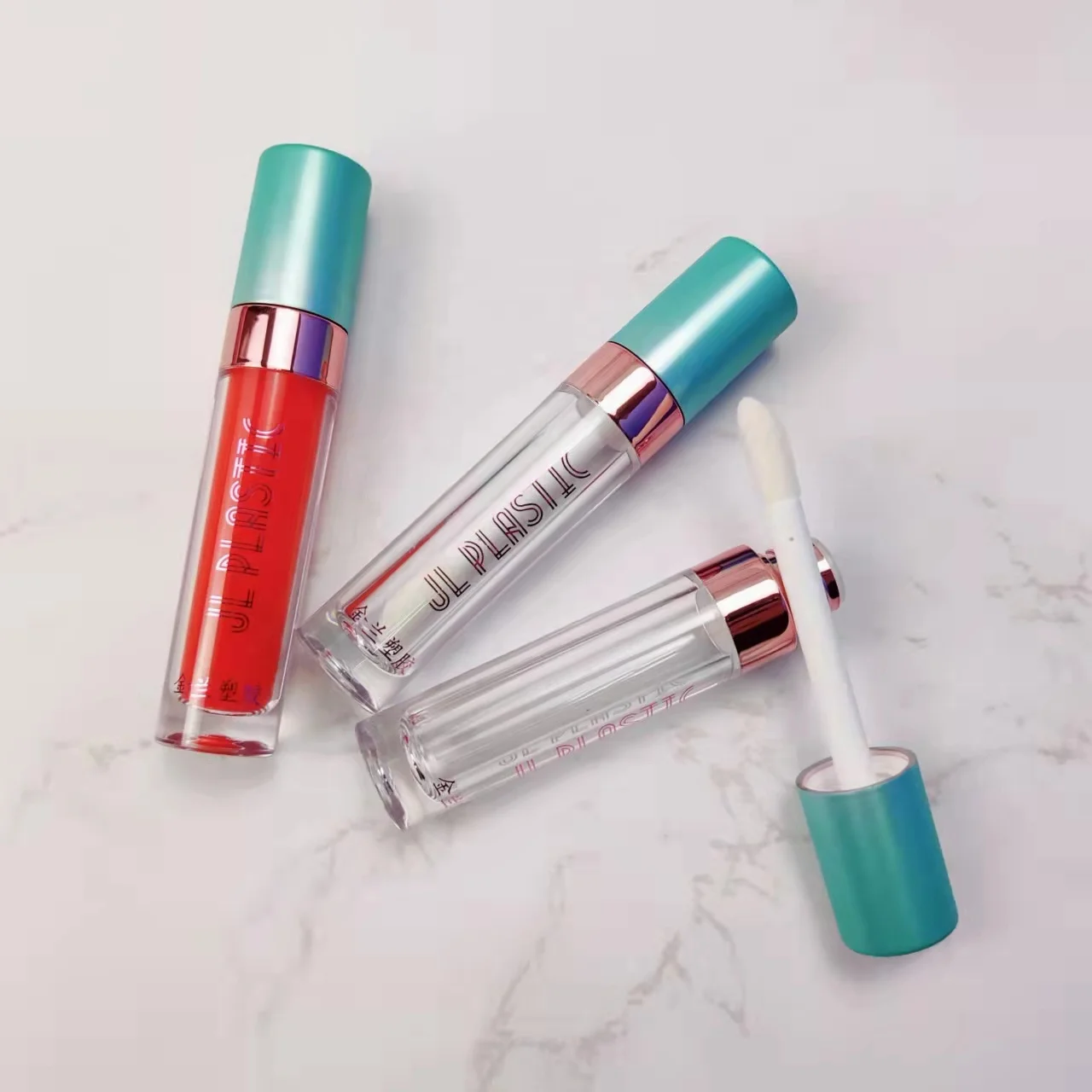 Low Moq 1.2Ml Small Lip Gloss Tube Green Lipgloss Bottle Empty Cosmetic Lipstick Tube With Big Applicator