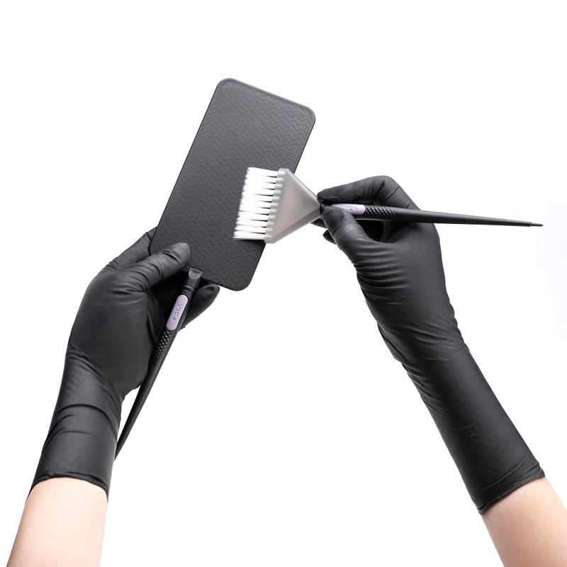 professional color dyeing tools nitrile comfortable extended waterproof long gloves for hairdresser