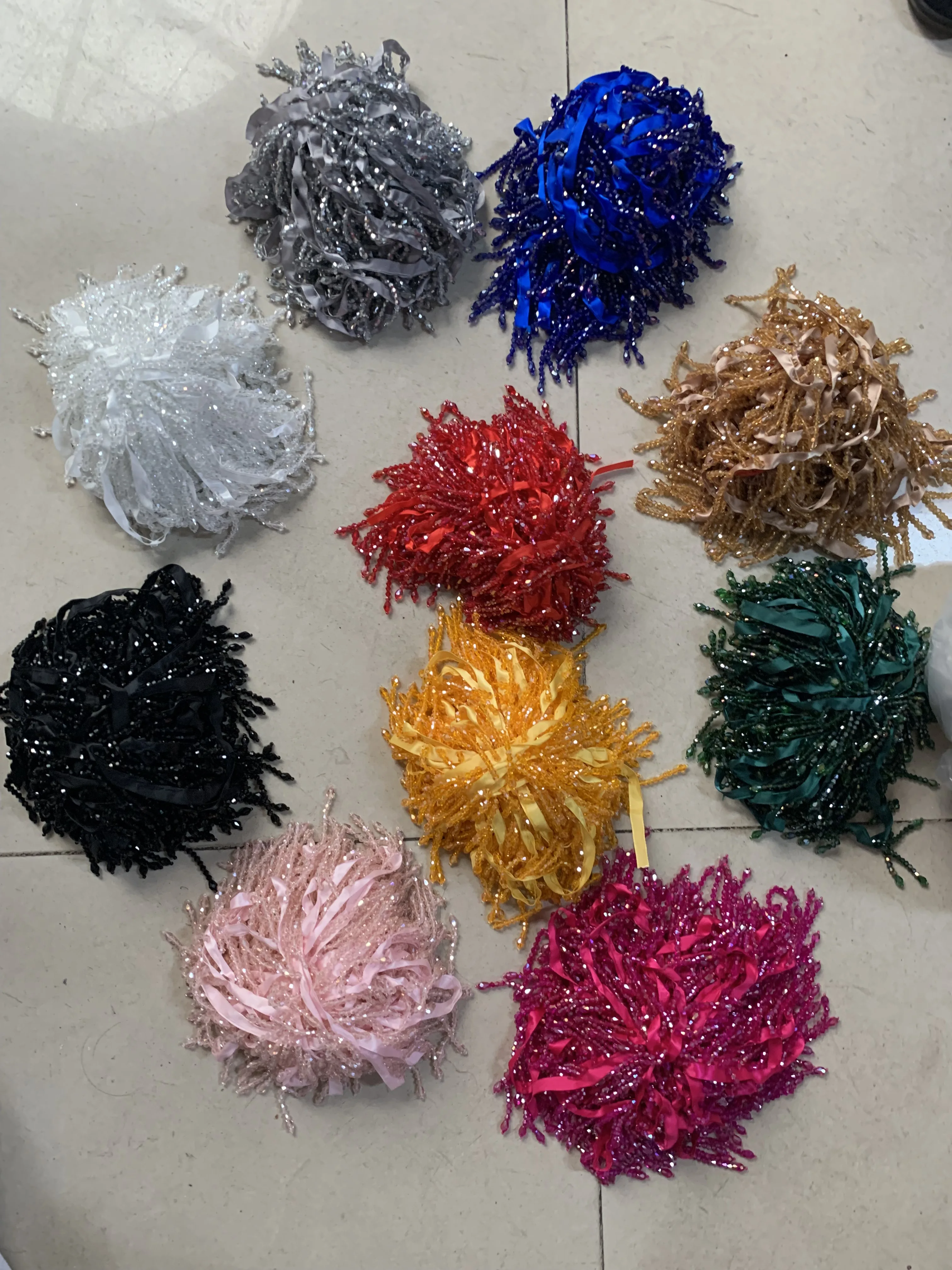 Handmade Dance Dress Colourful Bead Tassel Fringe Trim