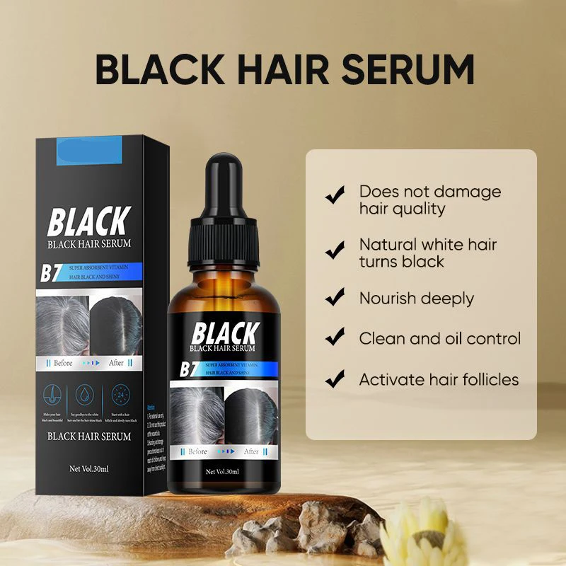 Wholesale Gray White Hair Treatment Serum White To Black Natural Repair Nourishing Anti Loss Black Hair serum
