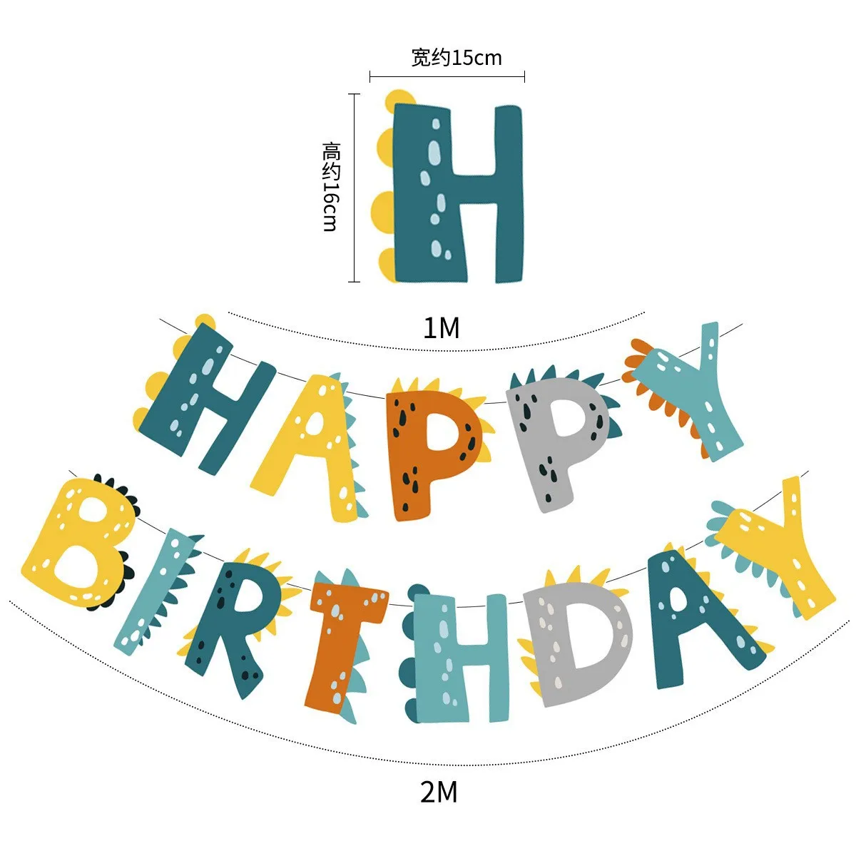 New design cartoon Happy Birthday Fishtail Flag with Dinosaurs, jungle animals, astronauts banner party decoration
