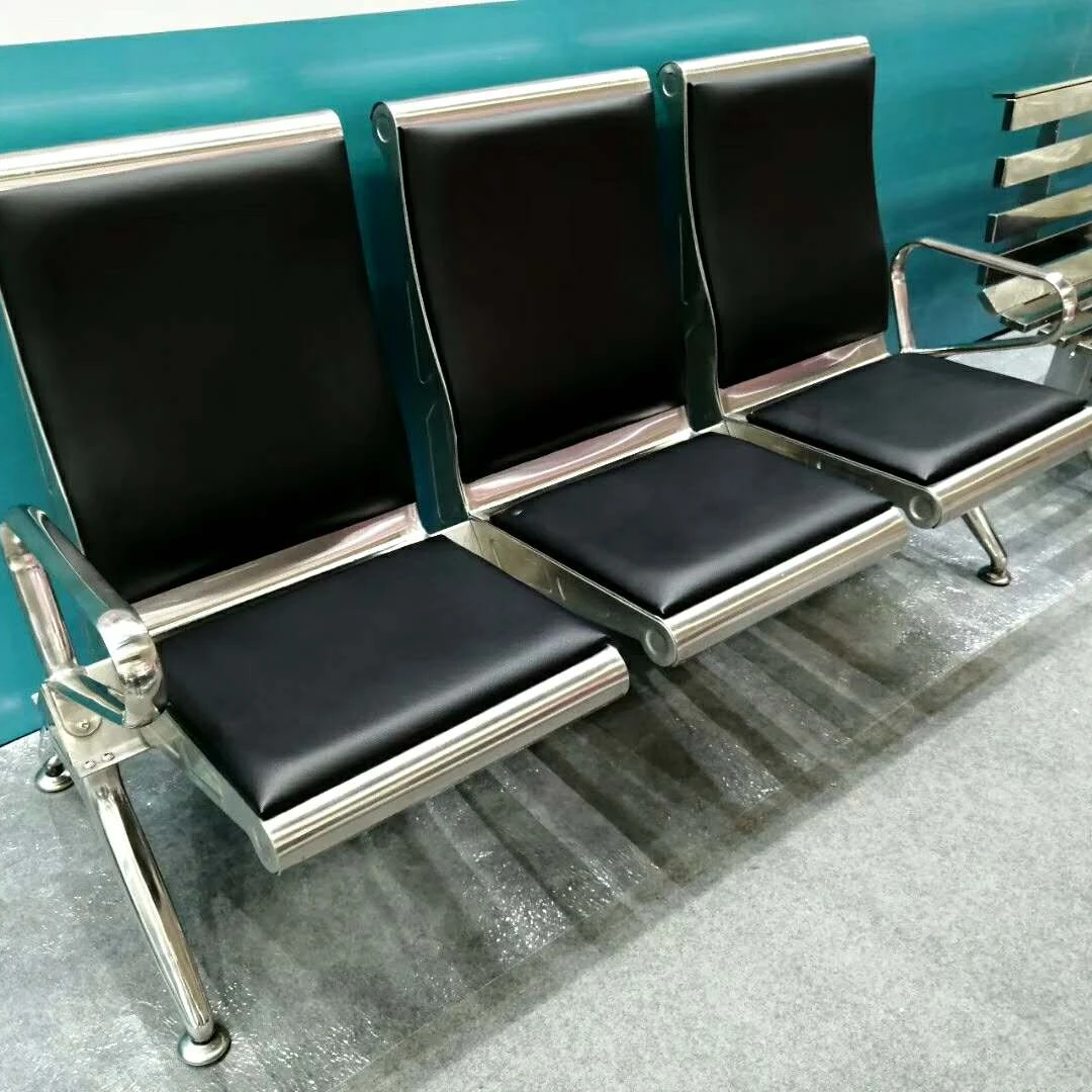 3 seather  Office waiting room furniture for Colour cushion stainless steel  clinic waiting chair