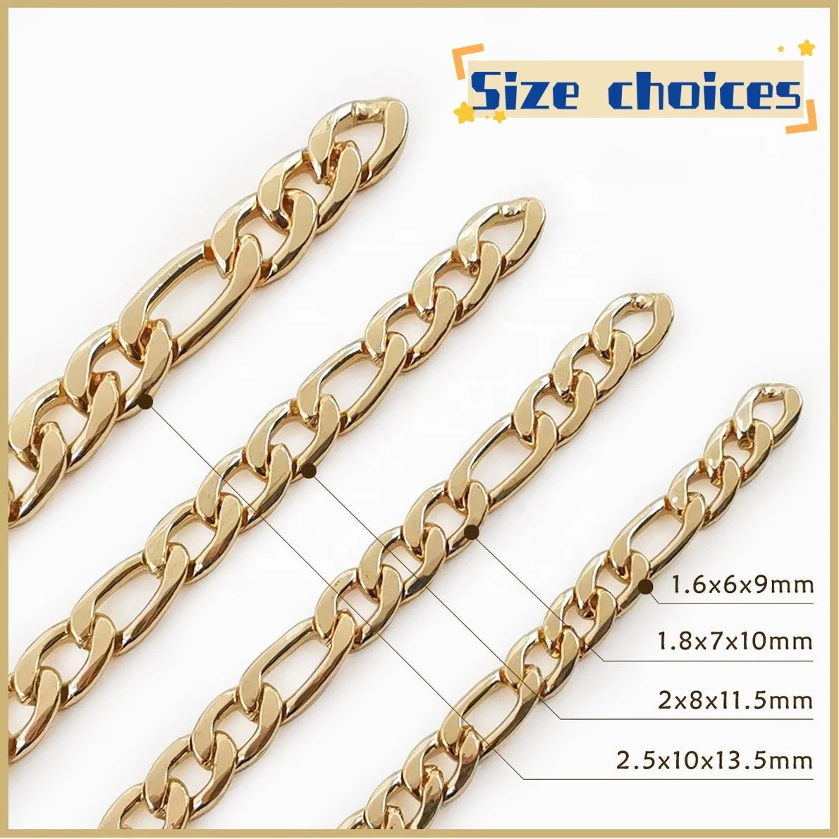 Steel Bag Chain DIY Metal Figaro Chain Replacement Shoulder Chain Strap for Handbag Bag Belt Handle Heavy Strong