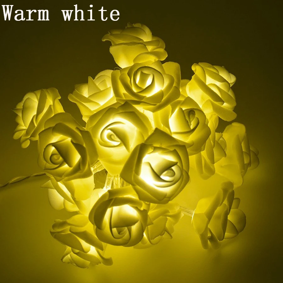 Rose Lamps Decorative Garland Artificial Flower LED Strings  Bright Warm Flower Fairy Light Rose Flower Led String Lights