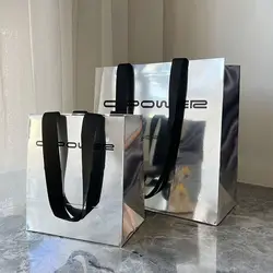 Wholesale Luxury Laser Shopping Bag Paper Bag for Clothes with Handle Custom Logo ODM OEM Clothing Store Packaging Bags Handmade