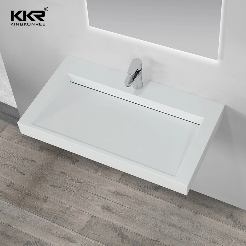 Kkr New Style Wall Hung Gray Concrete Mold Bathroom Basin Wall Mounted Concrete Sink