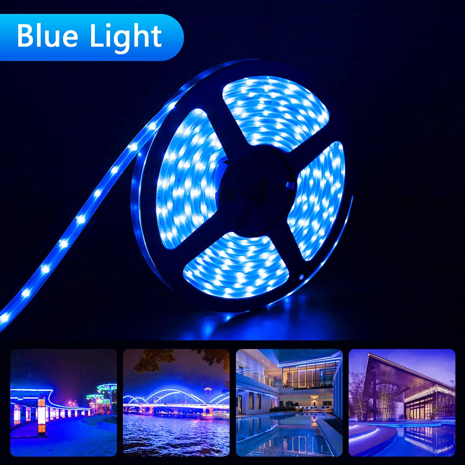 2835 Smart Running 5M 10M Blue Color Outdoor Solar Led Strip Light Waterproof for Garden Trees Christmas Party