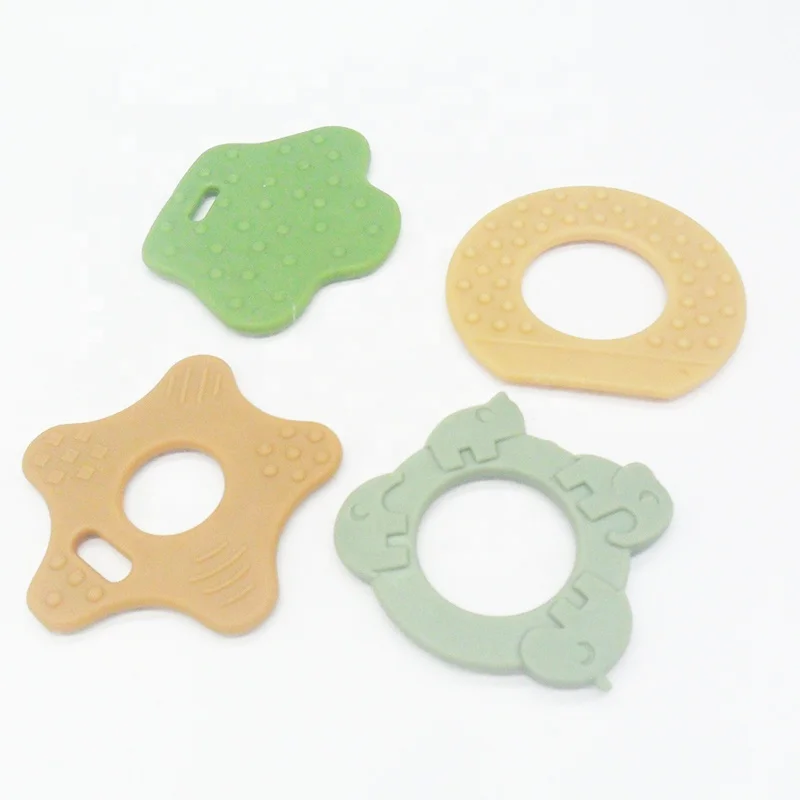 
In stock grey corner shape food grade Baby silicon teether 