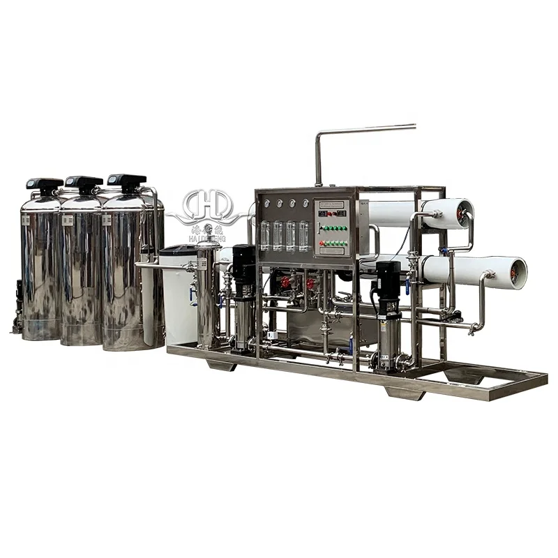 Main machine of 2T/H Double stage RO system by complete SS Material with Softener filter