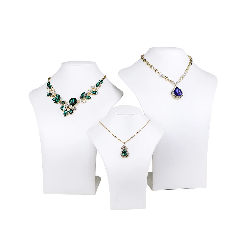 Customized luxury fashion display stand necklace pendant portrait model white leather mannequin Jewelry display props Bust