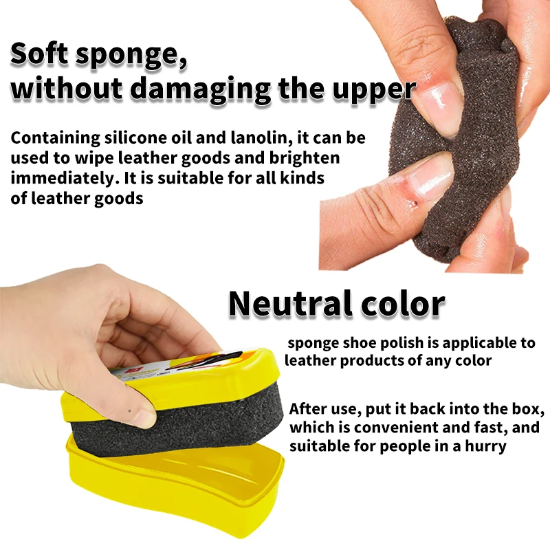 Most popular  Brand quick shoe shine sponge , Leather Shiner Good Price In Factory Neutral Black Color Neutral Polish