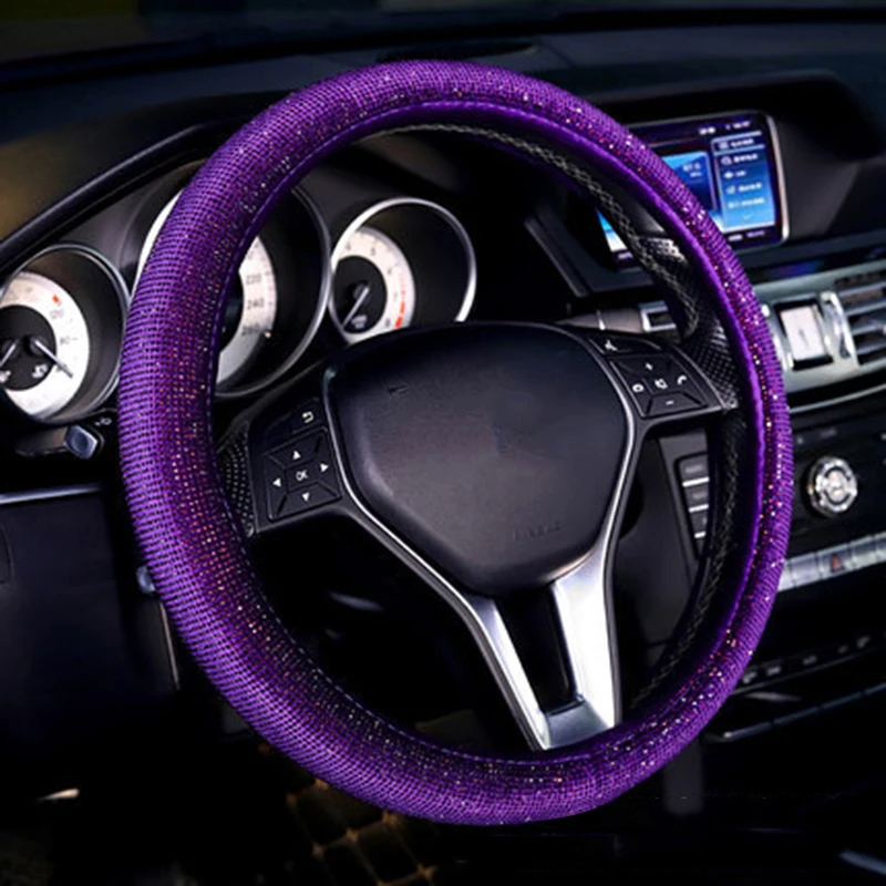 
Luxury Crystal Purple Red Pink Car Steering Wheel Covers Women Girls Diamante Rhinestone Car Covered Steering-Wheel Accessories 