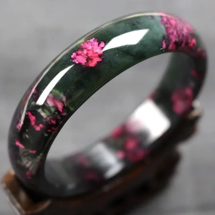 Natural Color Hand-carved Jade Bracelet Fashion Women Jewelry Charm Round Jadeite Bangle