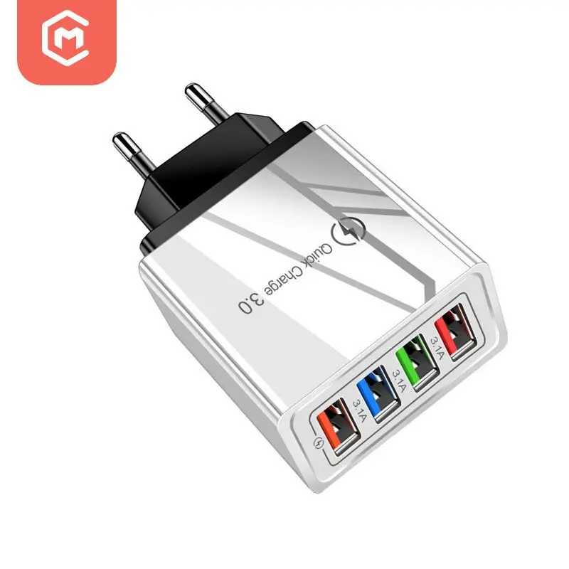 18 Вт Быстрая зарядка зарядное устройство 4 порта Usb для зарядки телефона 3A настенное универсальное Us/UKL/EU мобильного