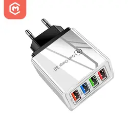18w Fast Charger 4 Usb Phone Charge 3A Wall Charger Universal Travel Adapter Us/UKL/EU Charger For Mobile Phone