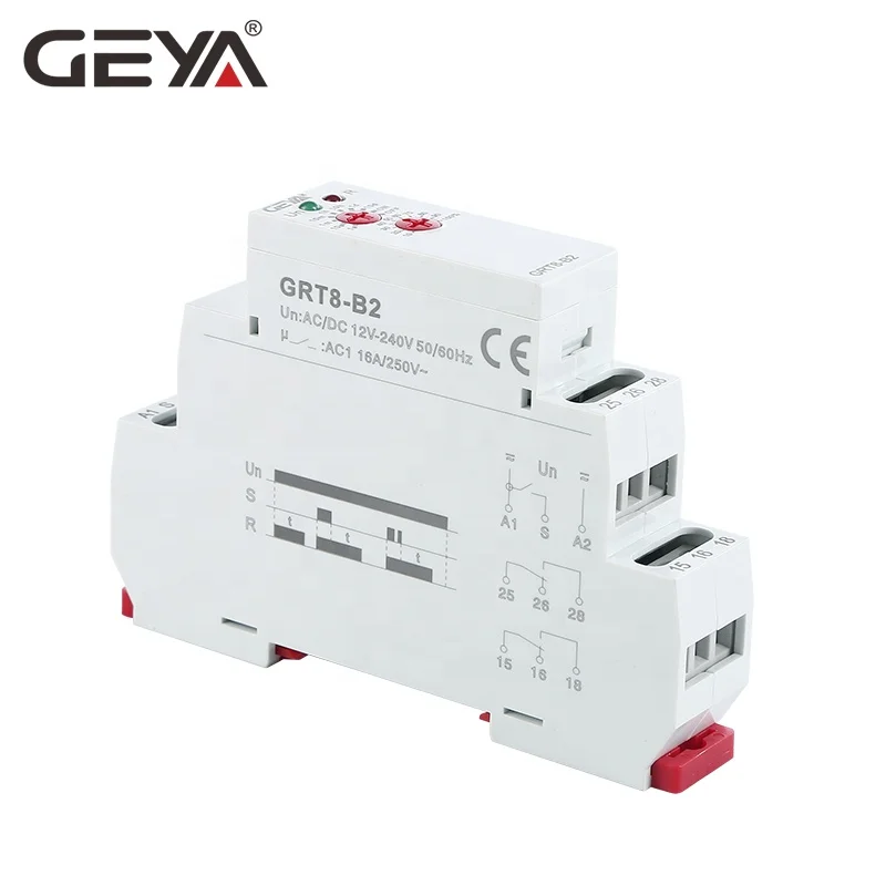 Реле времени задержки GEYA GRT8-B1 AC/DC12V-240V off 16A 1NO1NC диапазон 0 1 с-10
