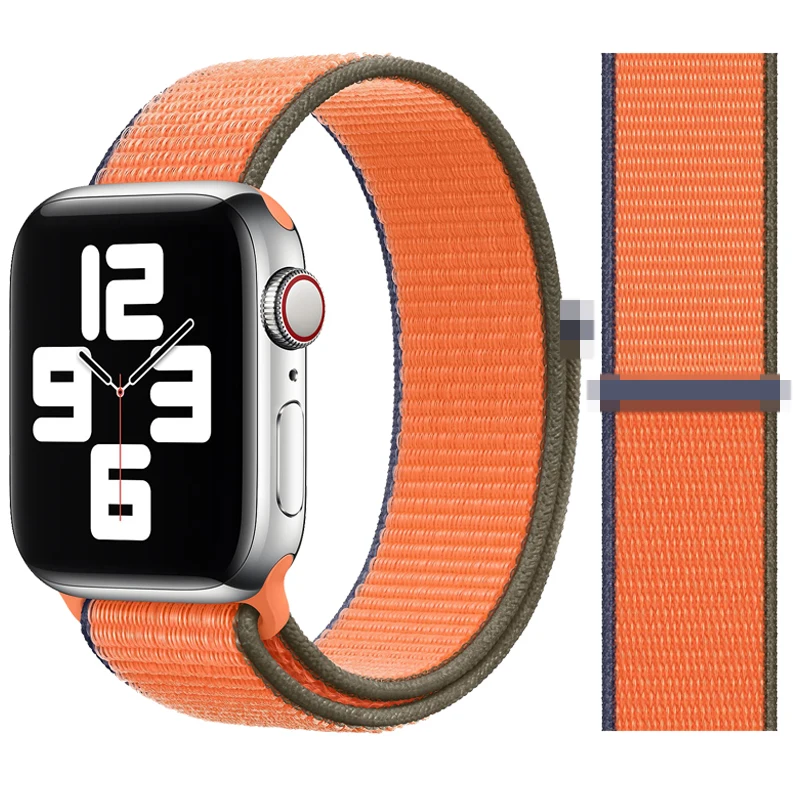 Chinber Breathable Band for iWatch Series 1-6 se 42/44mm Woven Nylon Hook and Loop Watch Band for Apple