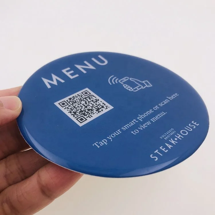 NFC эпоксидная наклейка меню наклеить на стол для самостоятельного заказа еды в