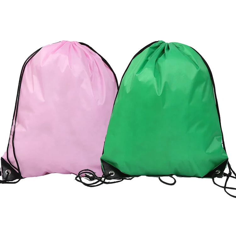 Promotional Stock Low MOQ Dust Proof 210D 420D Polyester Drawstring Bag Cheap Nylon drawstring backpack bag for gym