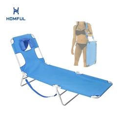 HOMFUL Hot Selling Backpack Beach Chair Folding Beach Chair Foldable With Adjustable Face Hole And Removable Pillow