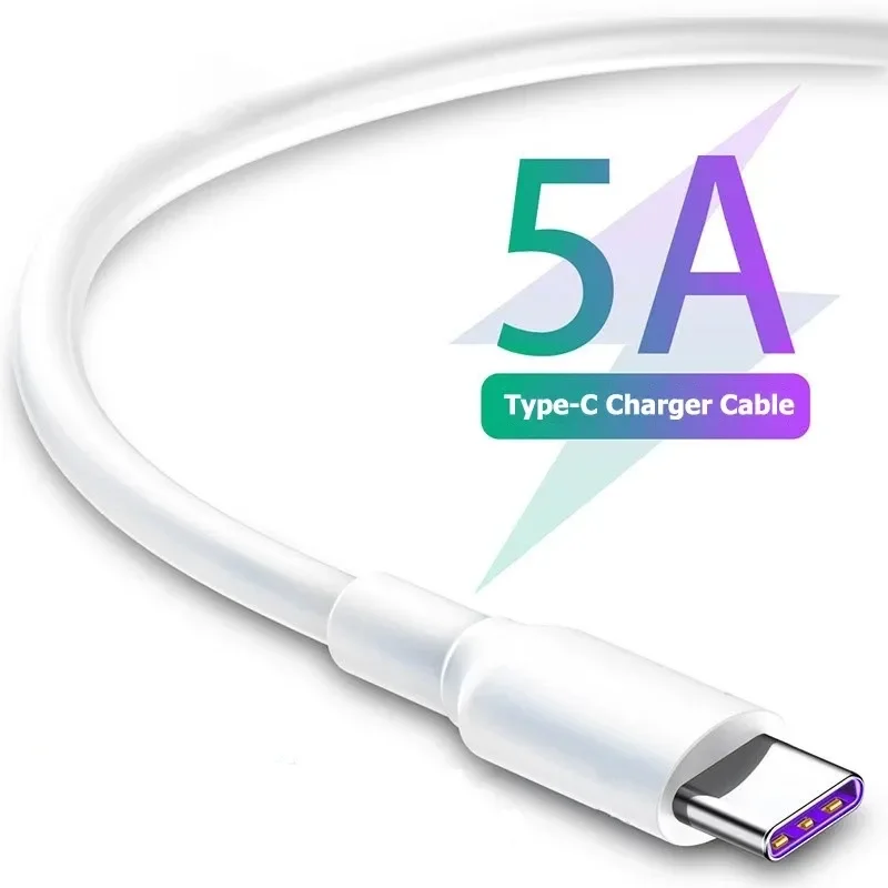 Black white 5A USB Type C Charger Cable 1M 1.5M 2M Fast Charging Type-C Cable For Samsung S8 S9 Plus For Huawei Data USB C Cable