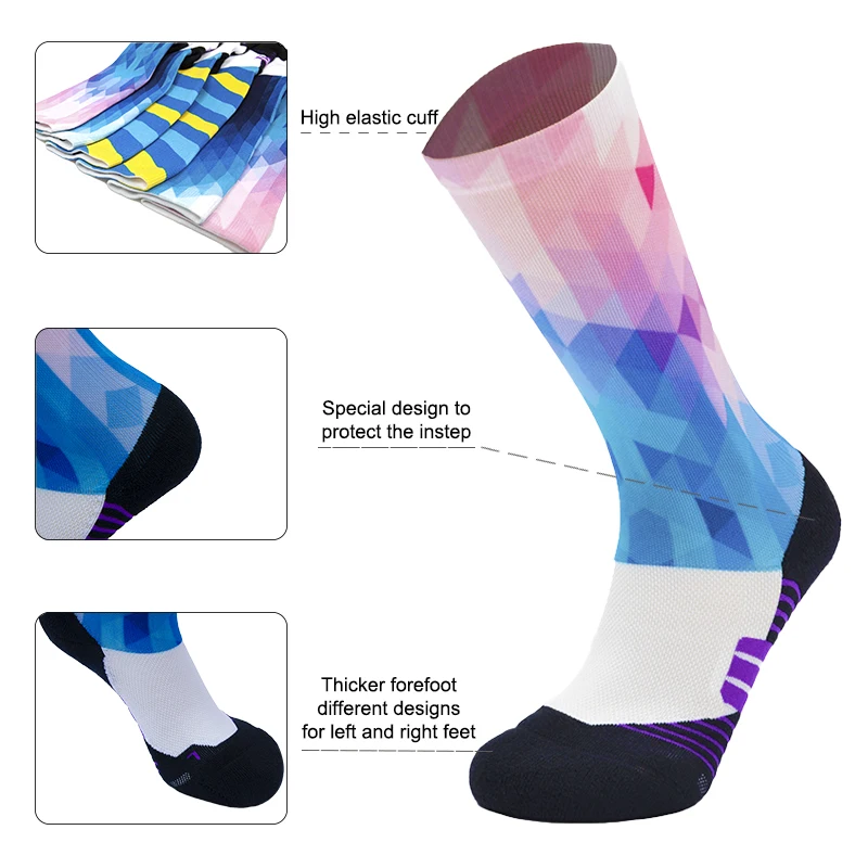Эластичные однотонные белые Нескользящие мужские дизайнерские спортивные носки под заказ с фирменной вышивкой