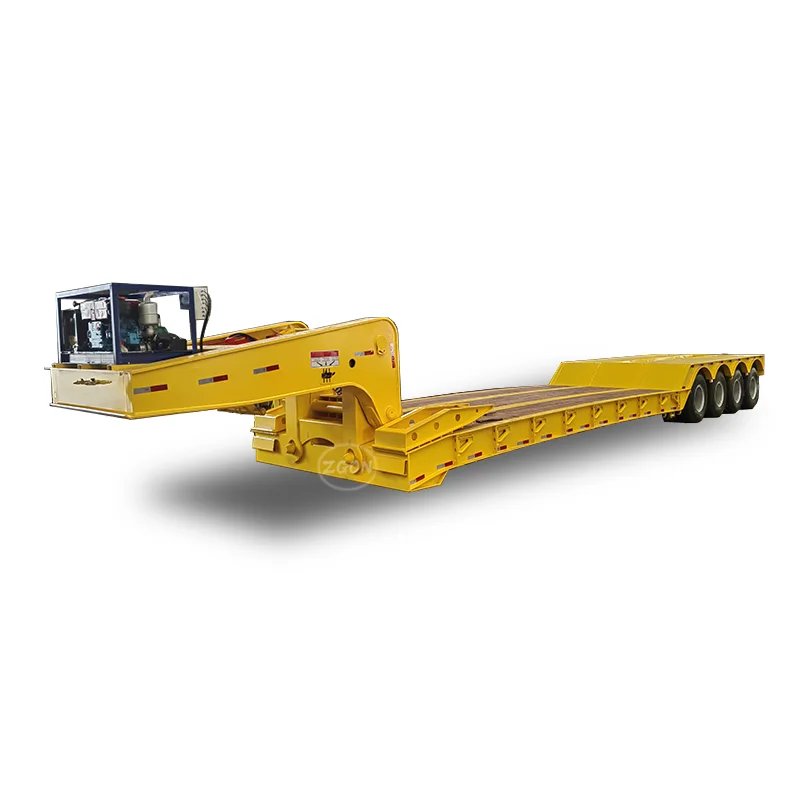 4axle 100 Ton Goose Neck Low Bed Loader Trailer Steel Panda Truck Trailer for 6 Cars Semi-trailer 4 XD Axle 10m