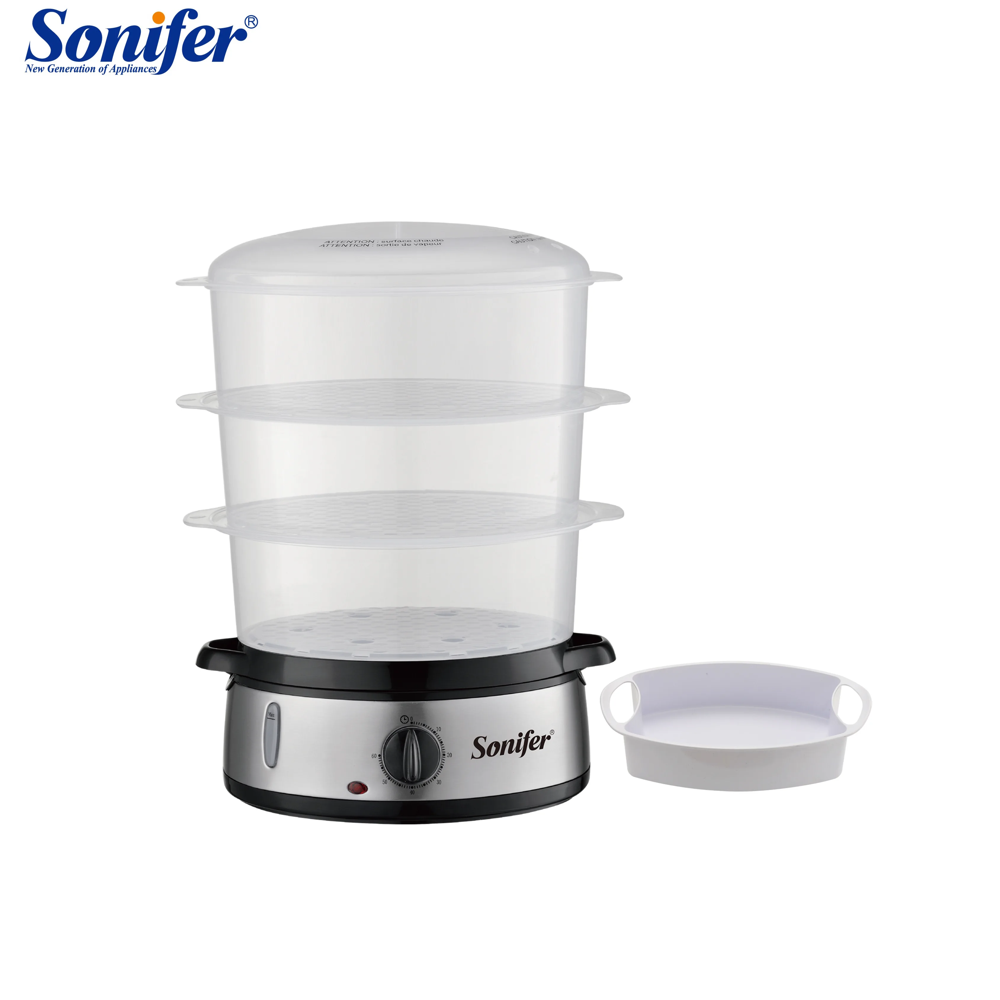 Sonifer SF-4030 wholesale new home 220v timer control small mini 3 layer cooker plastic electric food steamers