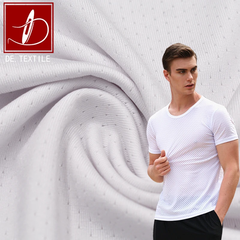 High stretch dry fit cationic mesh fabric single jersey for yoga wear  t shirt